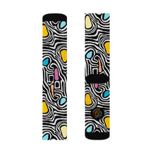 Load image into Gallery viewer, Colorful abstract-patterned socks on a white background