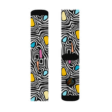 Load image into Gallery viewer, Colorful abstract-patterned socks on a white background