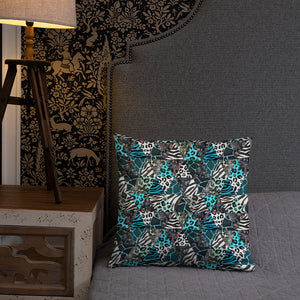 Blue Animal Print Pillow