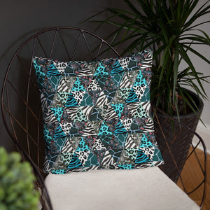 Blue Animal Print Pillow