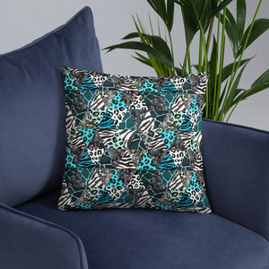 Blue Animal Print Pillow