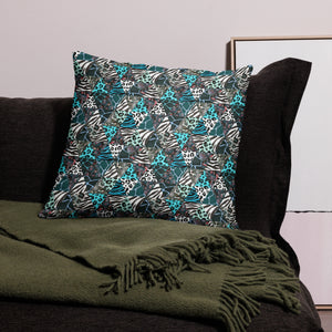 Blue Animal Print Pillow