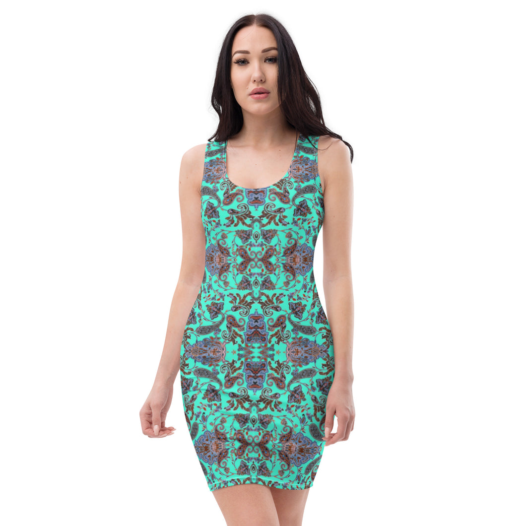 Aqua Blue Paisley Dress