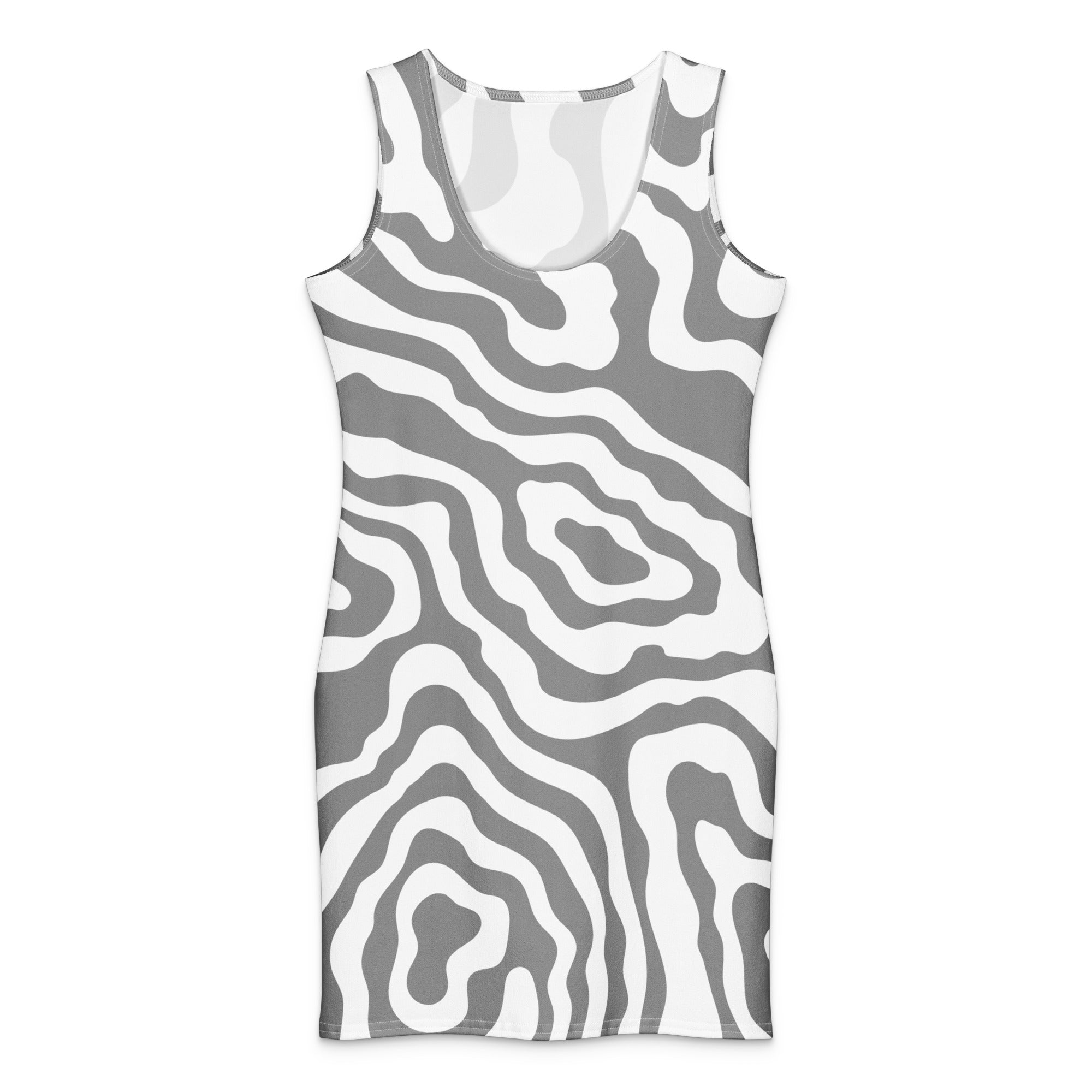 Grey Animal Print Cotton Bodycon Dress – Happiness Looks Beautiful