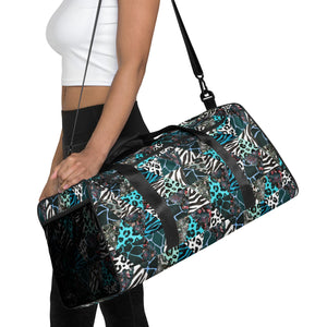 Blue Animal Print Duffle Bag