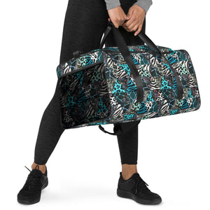 Blue Animal Print Duffle Bag