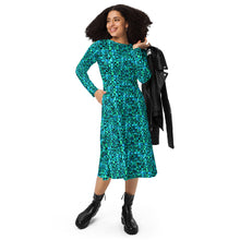 Load image into Gallery viewer, Lagoon All-Over Print Long Sleeve Midi Dress - Happiness Looks Beautiful