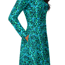 Load image into Gallery viewer, Lagoon All-Over Print Long Sleeve Midi Dress - Happiness Looks Beautiful