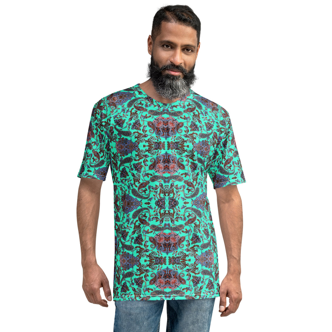 Aqua Blue Paisley Men's T-shirt