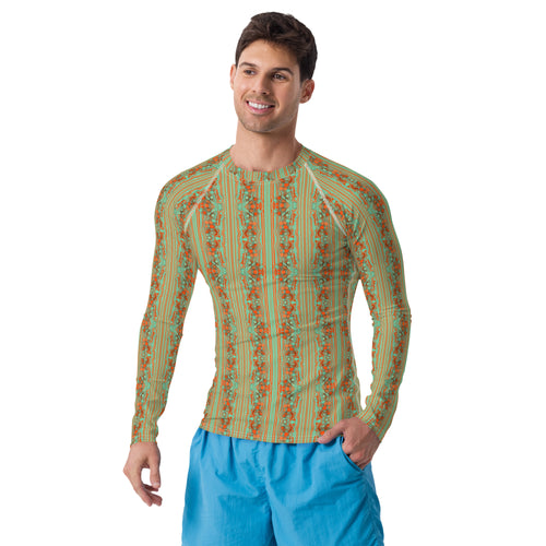 Aqua Orange Men's Rash Guard - Happiness Looks Beautiful