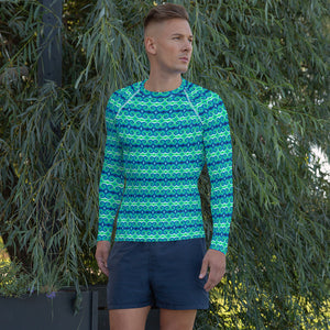 Tie Dye Waves Men's Rash Guard - Happiness Looks Beautiful