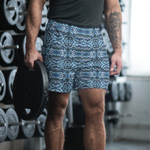 Load image into Gallery viewer, Blue Tribal Men&#39;s Athletic Long Shorts - Happiness Looks Beautiful