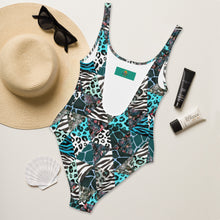 Load image into Gallery viewer, Blue Animal Print One-Piece Swimsuit