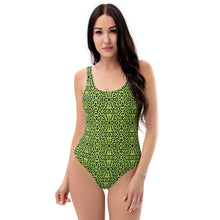 Load image into Gallery viewer, Green and Black One-Piece Swimsuit