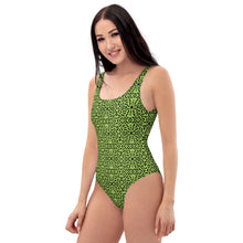 Load image into Gallery viewer, Green and Black One-Piece Swimsuit