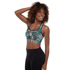 Blue Animal Print Padded Sports Bra