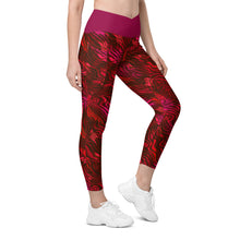 Load image into Gallery viewer, Be Happy Wine Crossover Leggings with Pockets - Happiness Looks Beautiful