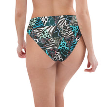 Load image into Gallery viewer, Blue Animal Print Recycled High-Waisted Bikini Bottom