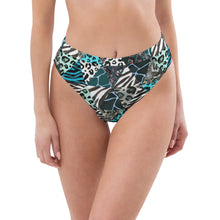 Load image into Gallery viewer, Blue Animal Print Recycled High-Waisted Bikini Bottom