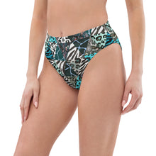 Load image into Gallery viewer, Blue Animal Print Recycled High-Waisted Bikini Bottom