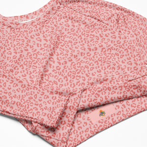 Pink Cheetah Recycled Long-Sleeve Crop Top - Happiness Looks Beautiful