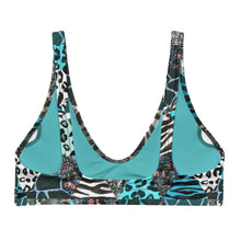 Load image into Gallery viewer, Blue Animal Print Recycled Padded Bikini Top