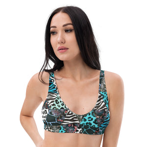 Blue Animal Print Recycled Padded Bikini Top