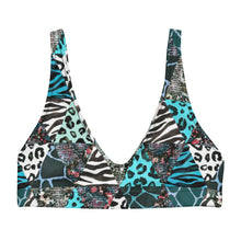 Load image into Gallery viewer, Blue Animal Print Recycled Padded Bikini Top