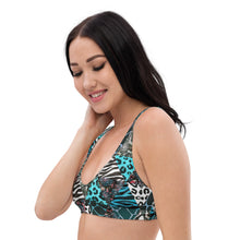 Load image into Gallery viewer, Blue Animal Print Recycled Padded Bikini Top