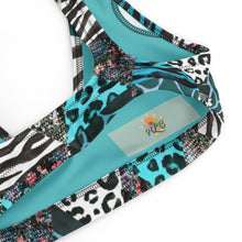 Load image into Gallery viewer, Blue Animal Print Recycled Padded Bikini Top