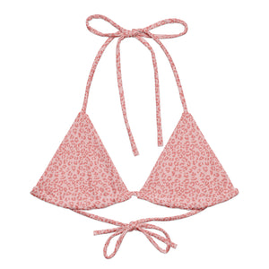 Pink Cheetah Recycled String Bikini Top - Happiness Looks Beautiful