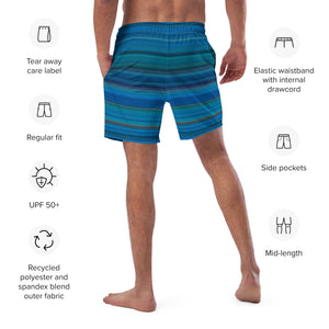 Coastal Stripe Men's Swim Trunks - Happiness Looks Beautiful