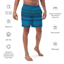 Load image into Gallery viewer, Coastal Stripe Men&#39;s Swim Trunks - Happiness Looks Beautiful