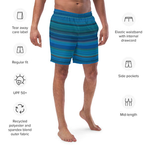 Coastal Stripe Men's Swim Trunks - Happiness Looks Beautiful