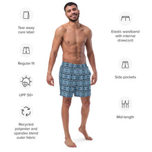 Load image into Gallery viewer, Blue Tribal Men&#39;s Swim Trunks - Happiness Looks Beautiful