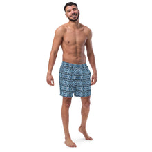 Load image into Gallery viewer, Blue Tribal Men&#39;s Swim Trunks - Happiness Looks Beautiful