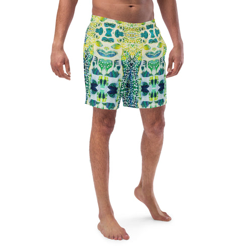 Blue and Yellow Men's Swim Trunks - Happiness Looks Beautiful