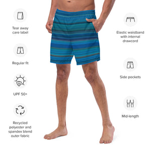 Coastal Stripe Men's Swim Trunks - Happiness Looks Beautiful