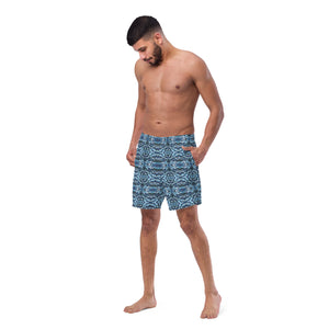 Blue Tribal Men's Swim Trunks - Happiness Looks Beautiful