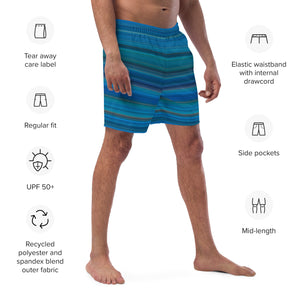 Coastal Stripe Men's Swim Trunks - Happiness Looks Beautiful