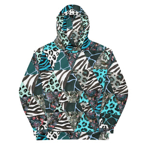 Blue  Animal Print Hoodie