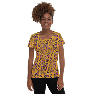 Leopard Love Women's Athletic T-shirt - Happiness Looks Beautiful