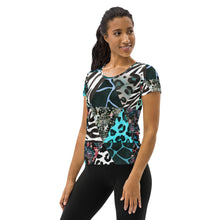 Load image into Gallery viewer, Blue Animal Print Women&#39;s Athletic T-shirt