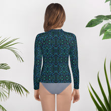 Load image into Gallery viewer, Mosaic Shell Youth Rash Guard - Happiness Looks Beautiful