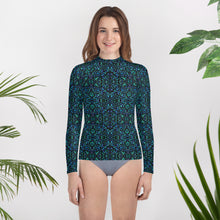 Load image into Gallery viewer, Mosaic Shell Youth Rash Guard - Happiness Looks Beautiful