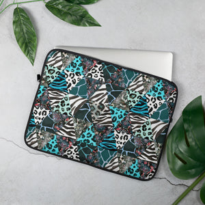 Blue Animal Print Laptop Sleeve