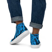 Load image into Gallery viewer, Blue Snakeskin Print Men&#39;s High Top Canvas Shoes