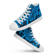 Load image into Gallery viewer, Blue Snakeskin Print Men&#39;s High Top Canvas Shoes