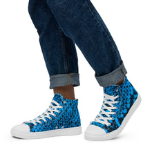 Load image into Gallery viewer, Blue Snakeskin Print Men&#39;s High Top Canvas Shoes