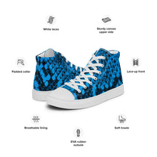 Load image into Gallery viewer, Blue Snakeskin Print Men&#39;s High Top Canvas Shoes